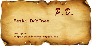 Petki Dénes névjegykártya