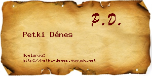 Petki Dénes névjegykártya